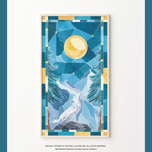 Stained Glass Wolf poster Kayana Illustrations