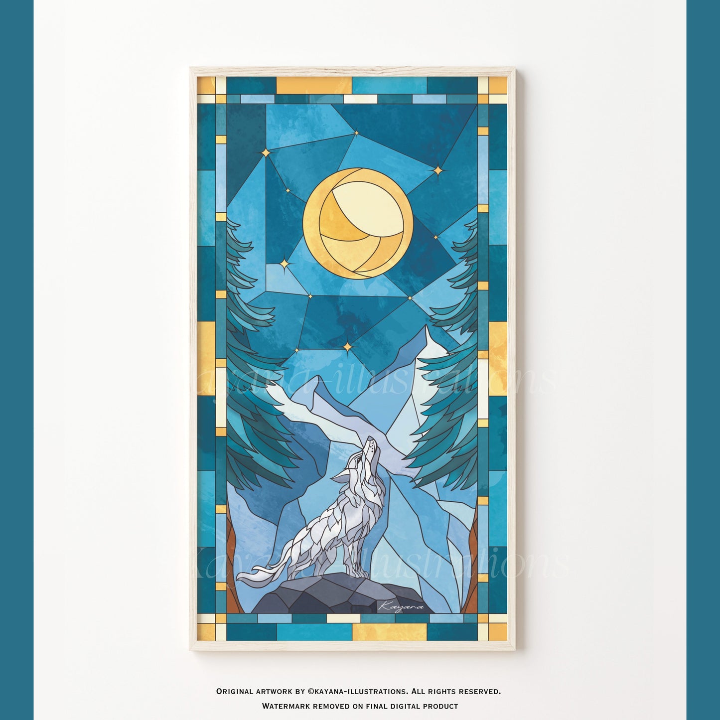 Stained Glass Wolf poster Kayana Illustrations