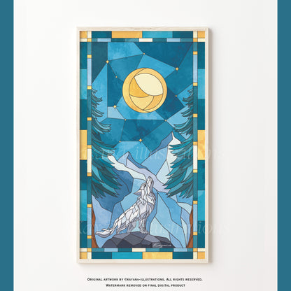 Stained Glass Wolf poster Kayana Illustrations