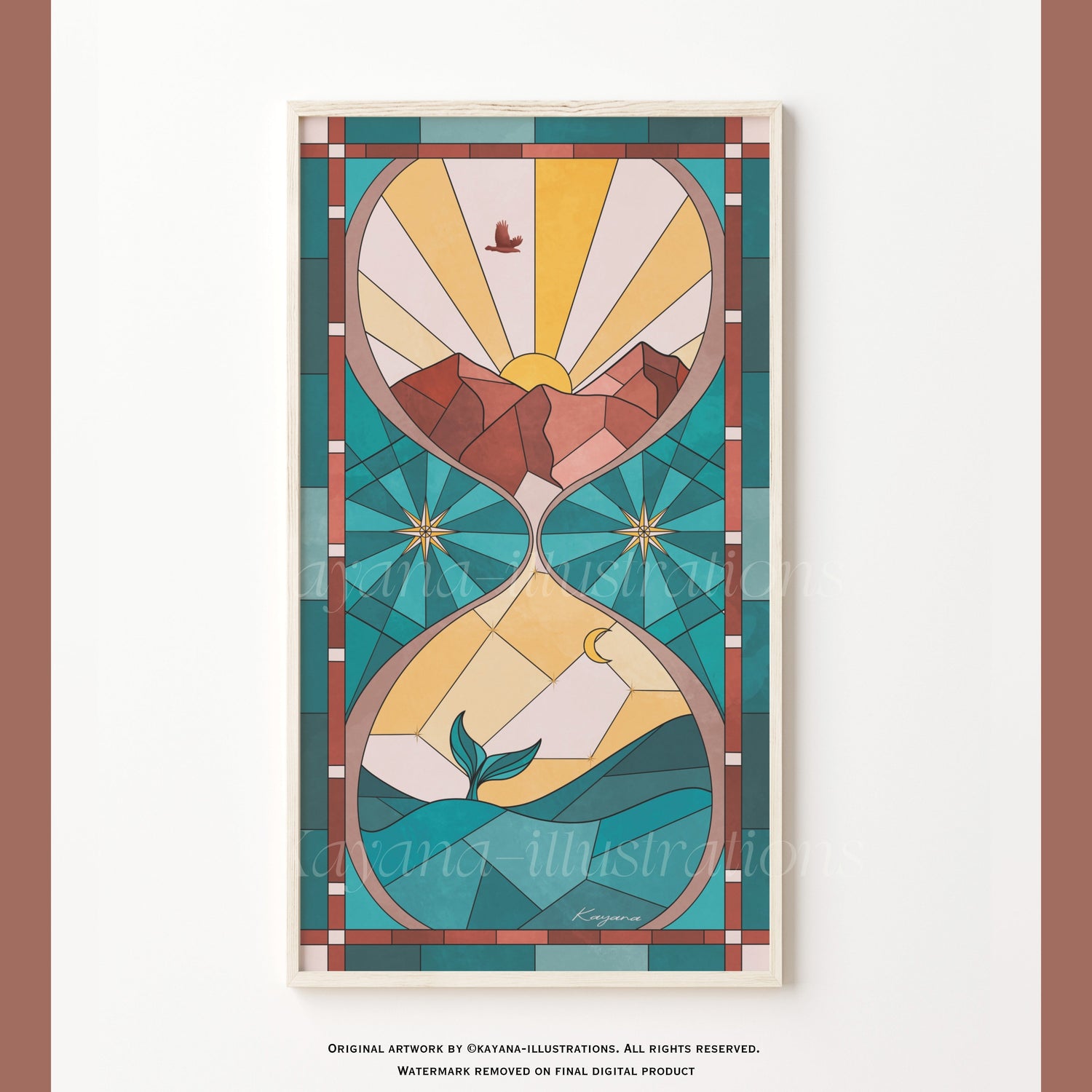 Stained Glass Hourglass poster Kayana Illustrations