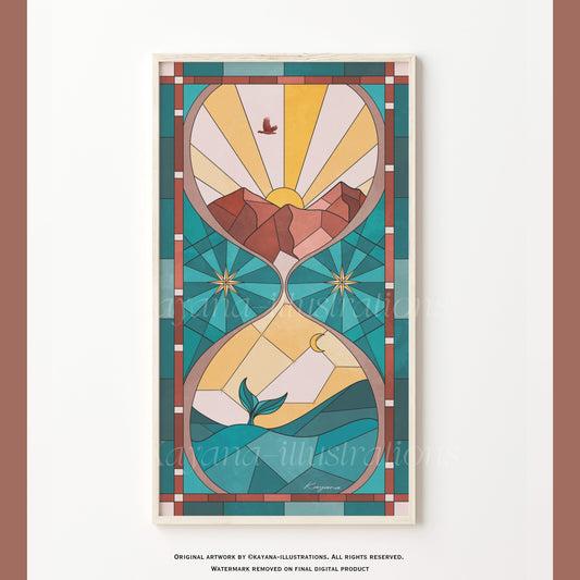 Stained Glass Hourglass poster Kayana Illustrations
