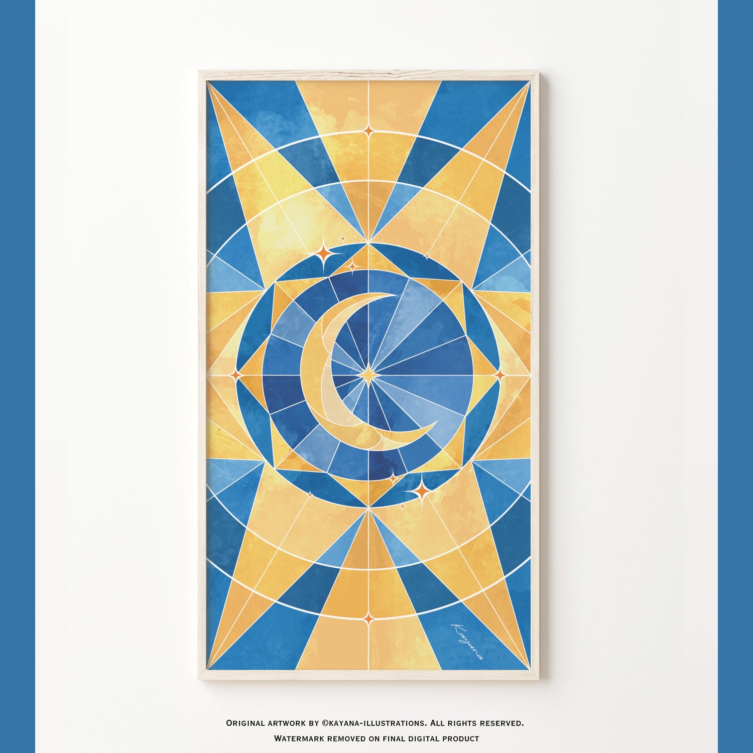 Stained Glass Blue moon poster Kayana Illustrations