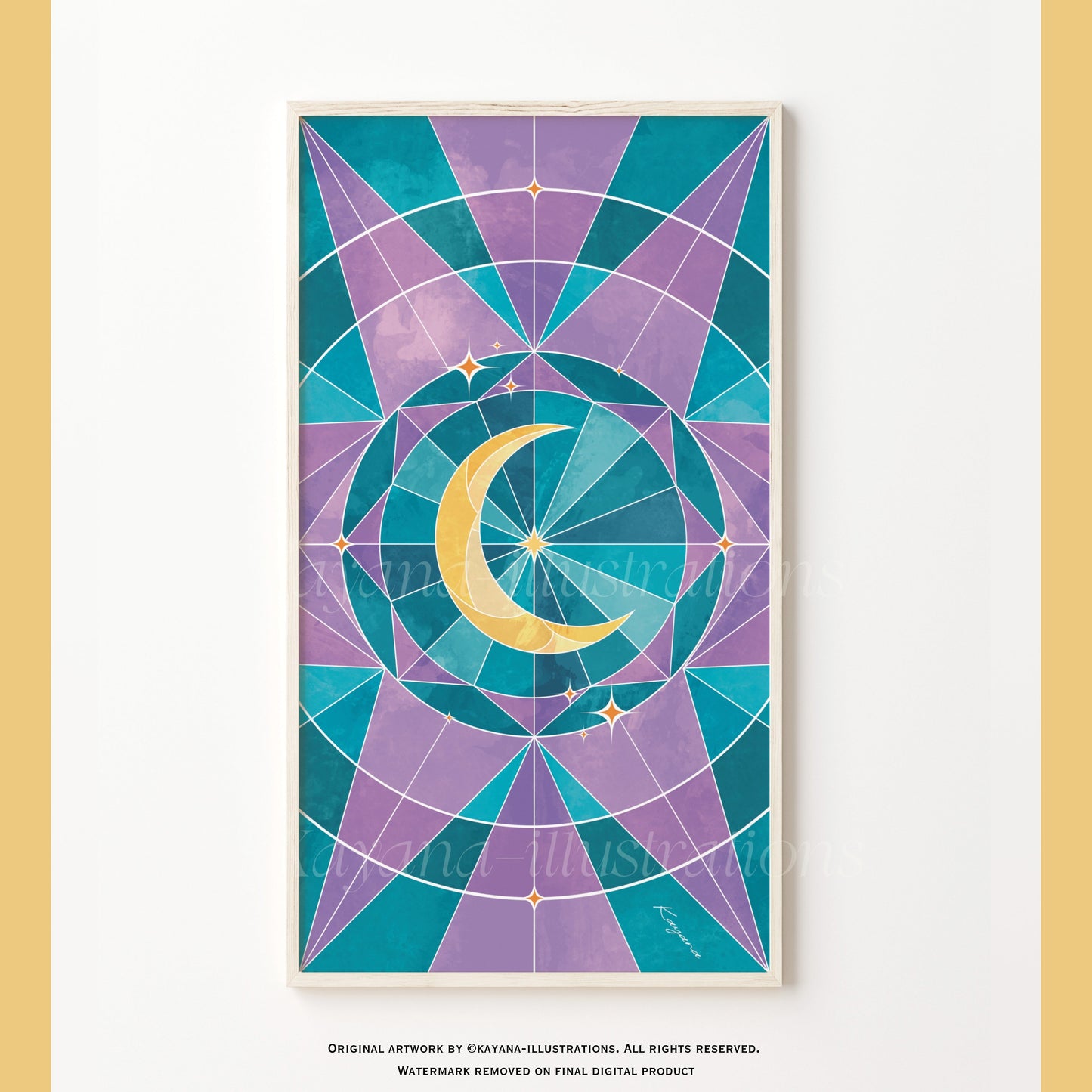 Stained Glass purple moon poster Kayana Illustrations