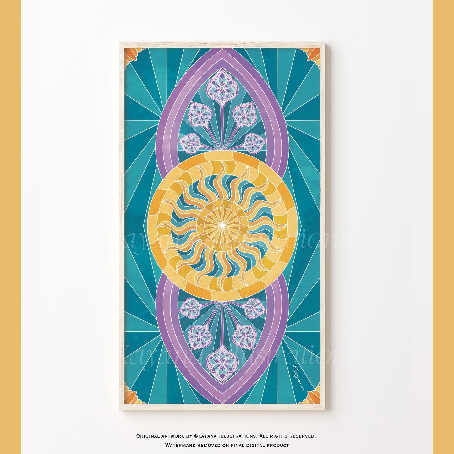 Stained Glass purple sun poster Kayana Illustrations