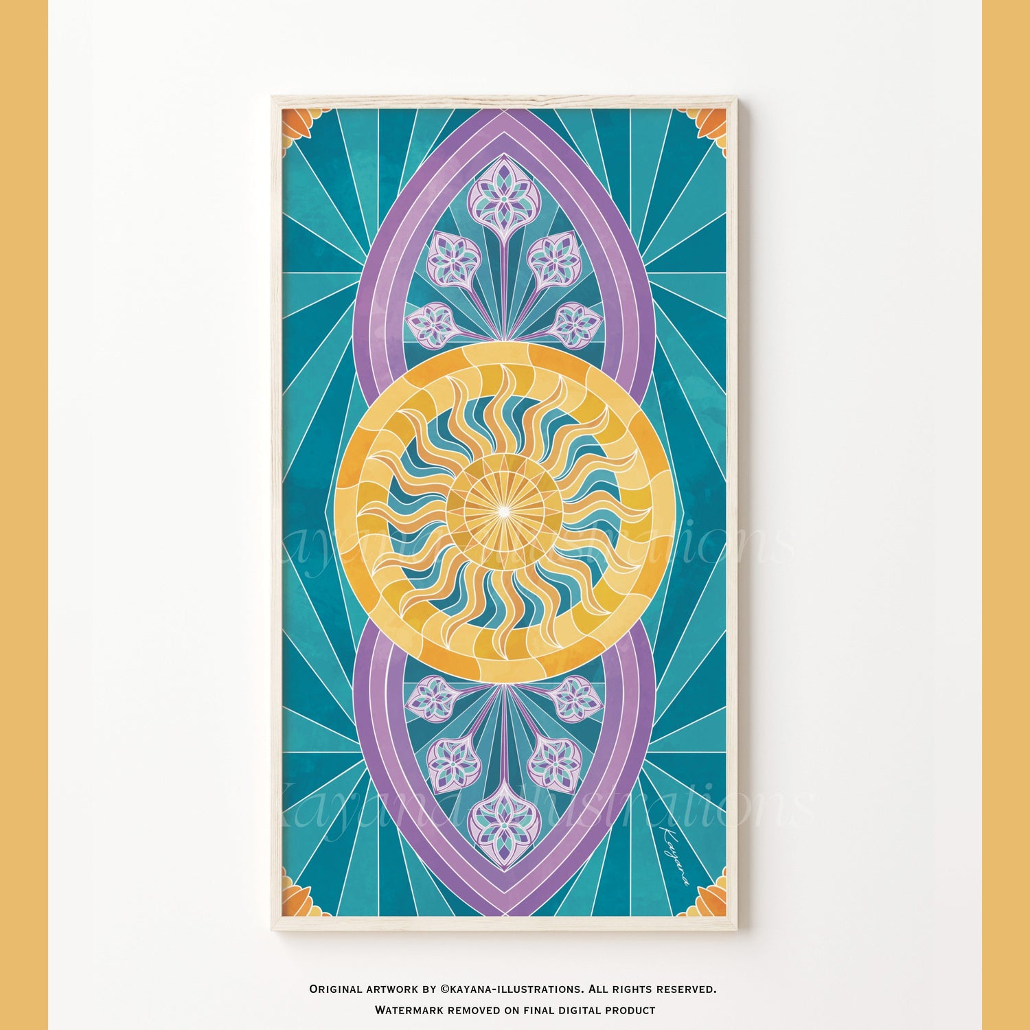 Stained Glass purple sun poster Kayana Illustrations