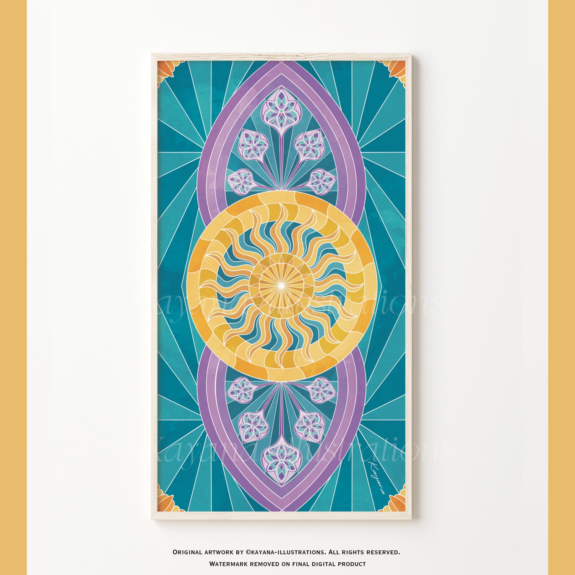 Stained Glass purple sun poster Kayana Illustrations