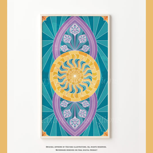 Stained Glass purple sun poster Kayana Illustrations