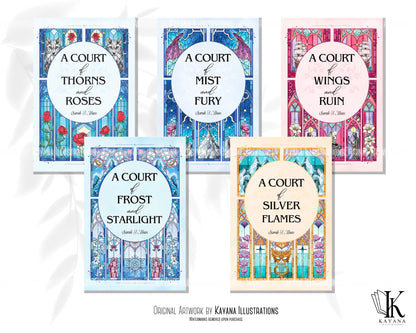 ACOTAR Printable Stained Glass Dust Jackets / Book Cover