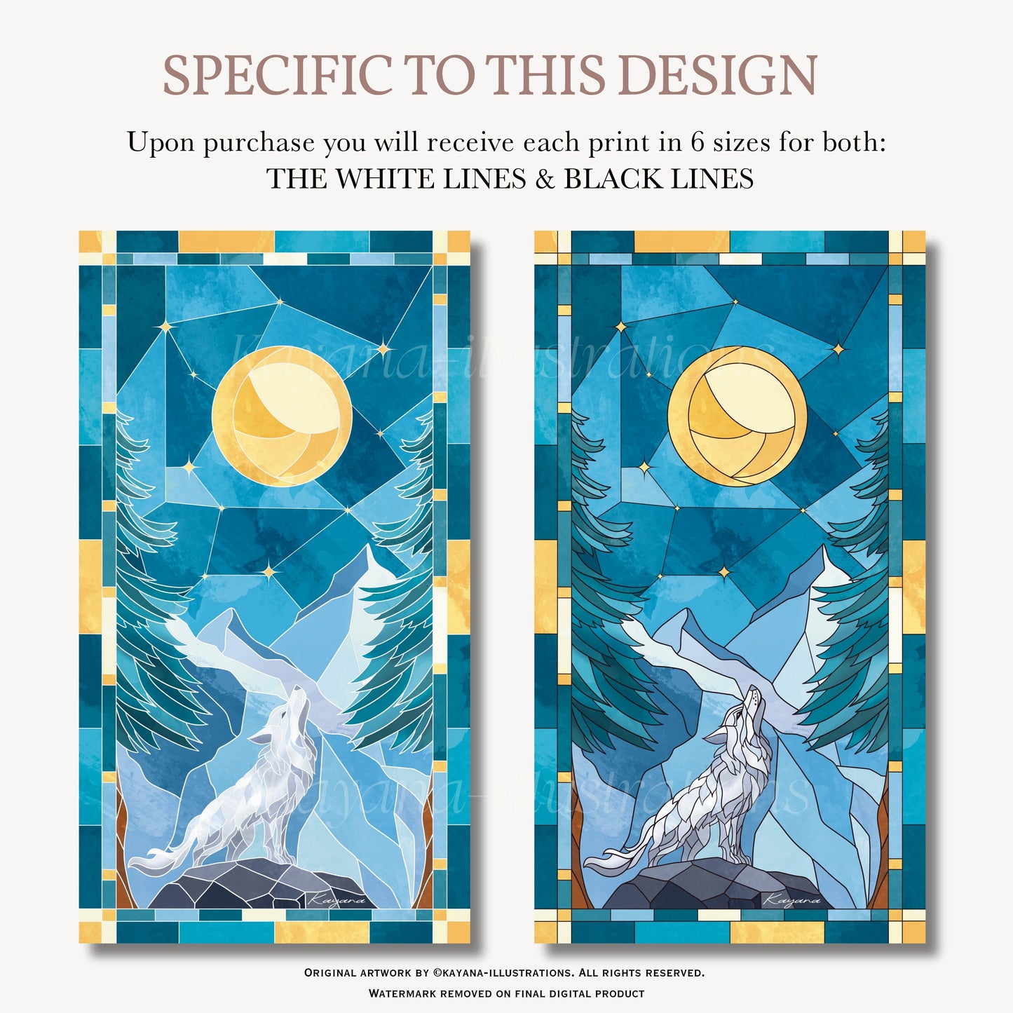 Stained Glass Wolf poster Kayana Illustrations