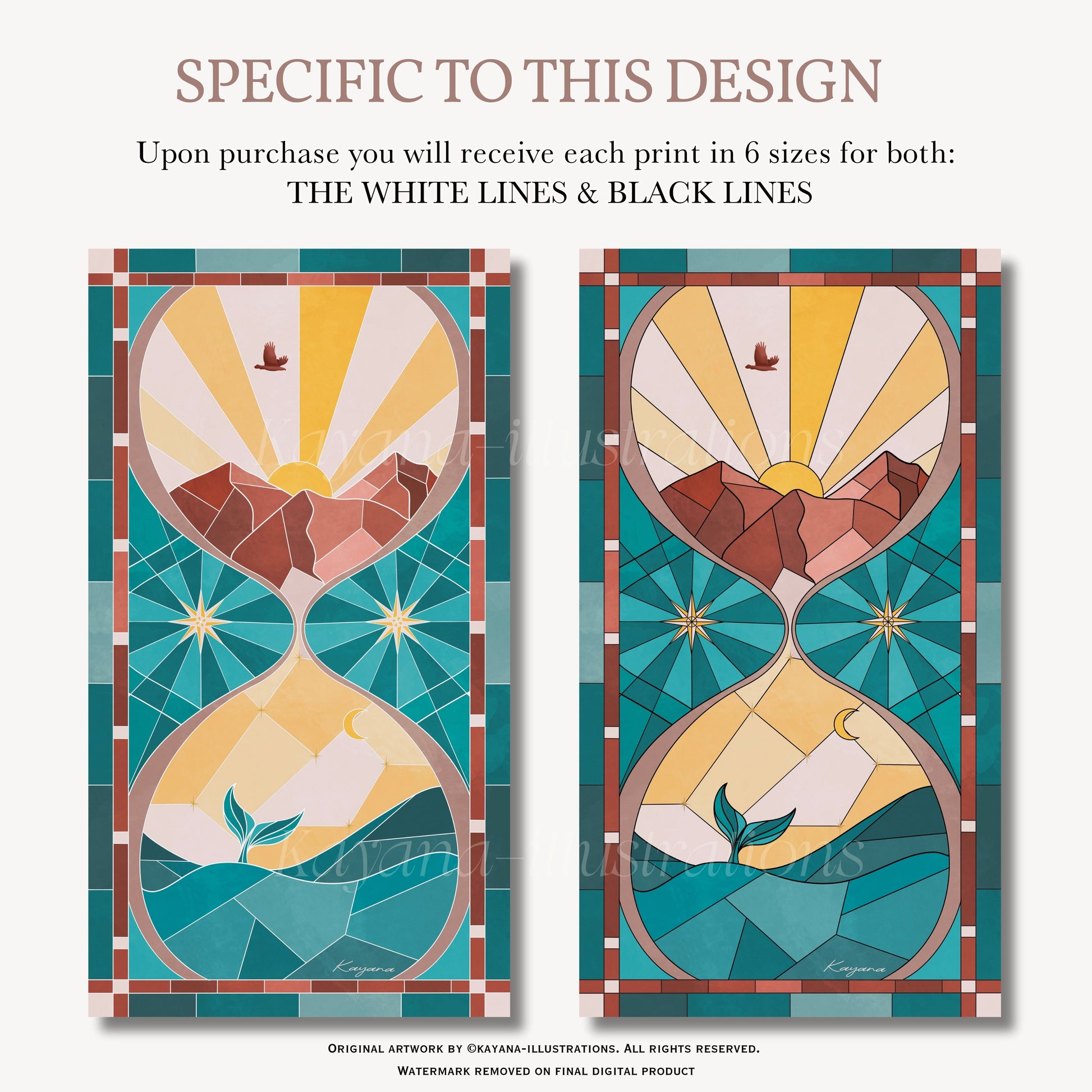 Stained Glass Hourglass poster Kayana Illustrations