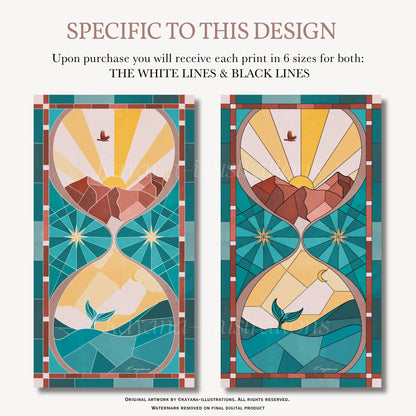Stained Glass Hourglass poster Kayana Illustrations