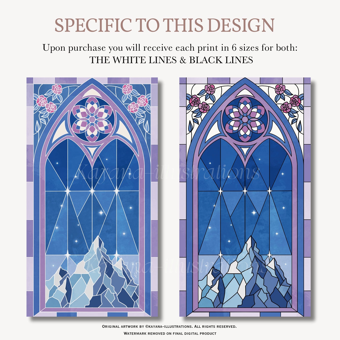 Stained Glass Mountain poster Kayana Illustrations