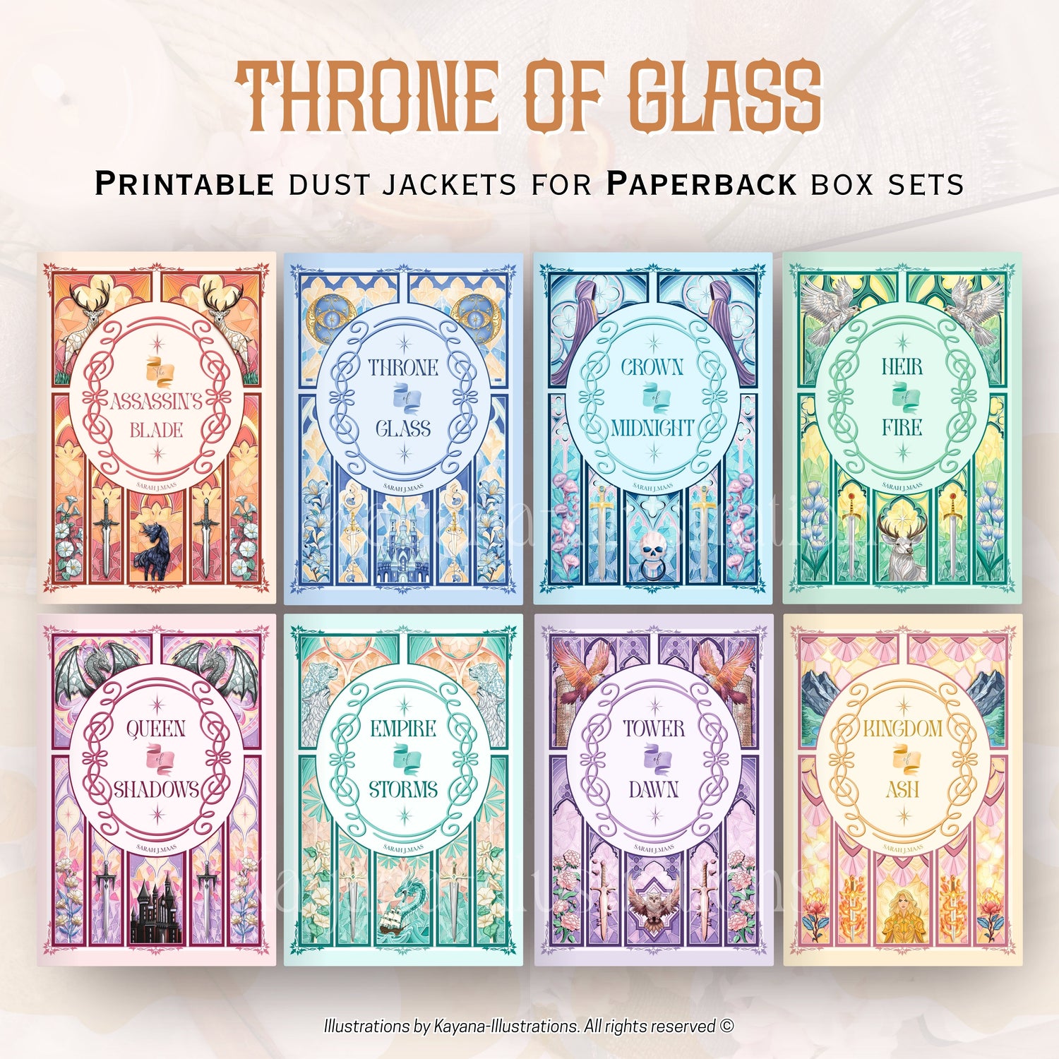 Throne of Glass dust Jacket Kayana Illustrations