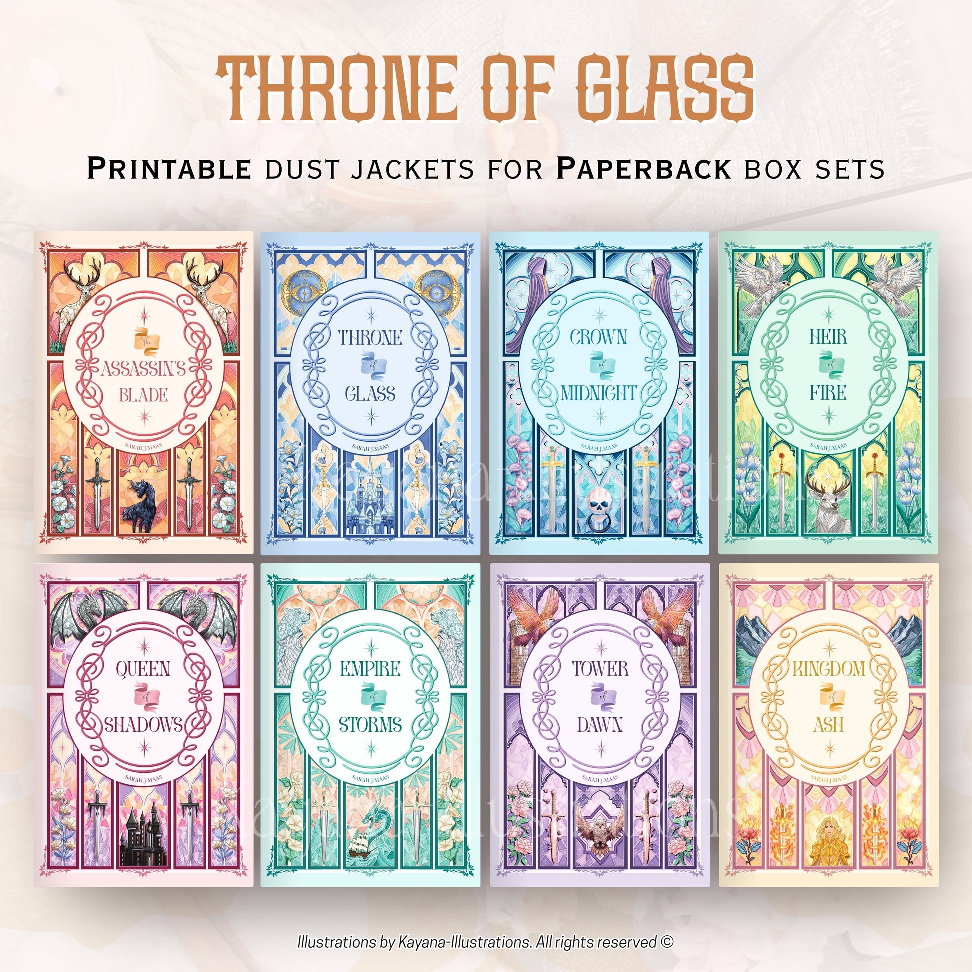 Throne of Glass dust Jacket Kayana Illustrations