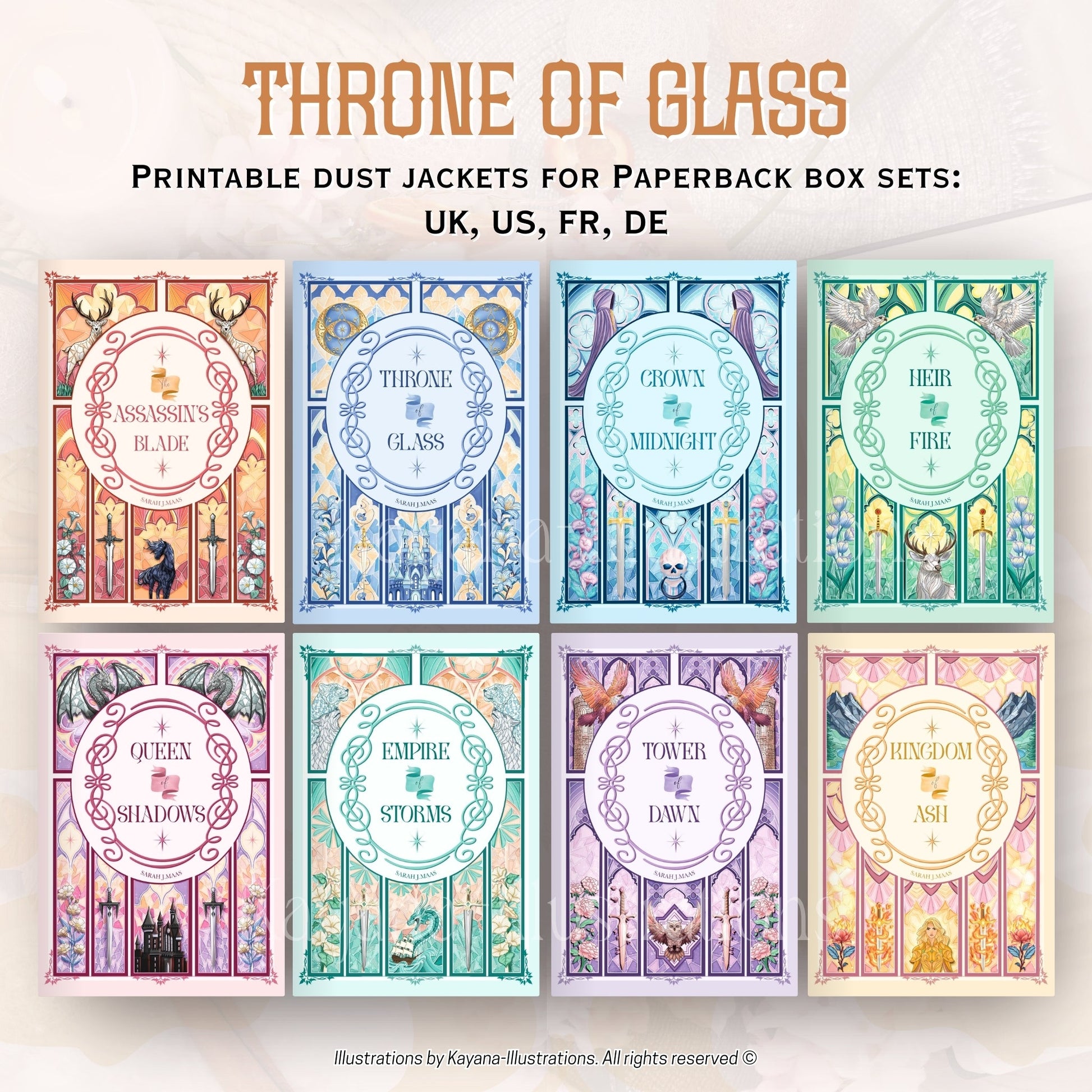 Throne of Glass dust Jacket Kayana Illustrations