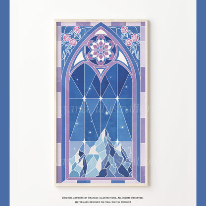 Stained Glass Mountain poster Kayana Illustrations