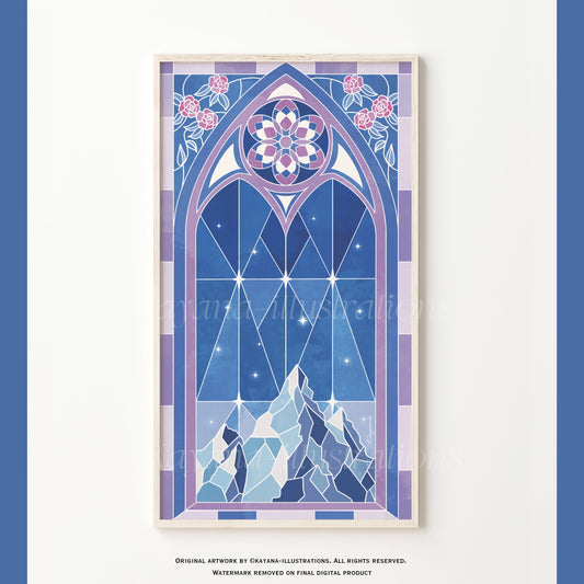 Stained Glass Mountain poster Kayana Illustrations