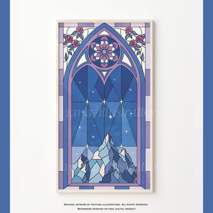 Stained Glass Mountain poster Kayana Illustrations