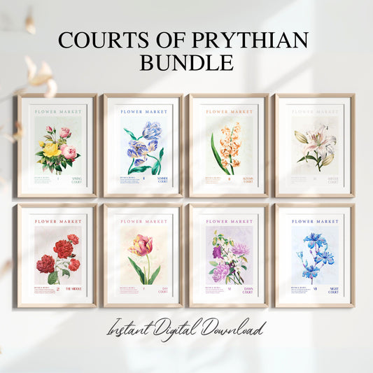 ACOTAR Courts Set of 8 Printable Flower Market Wall art