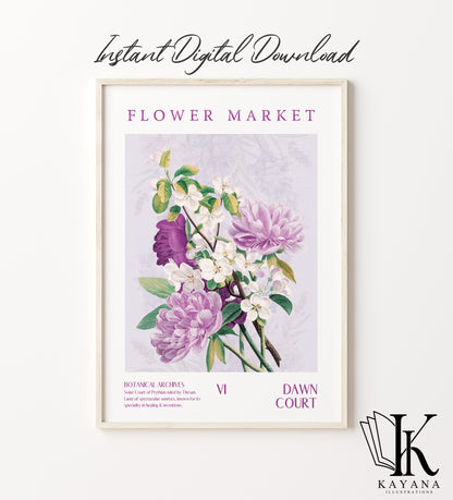 ACOTAR Courts Set of 8 Printable Flower Market Wall art