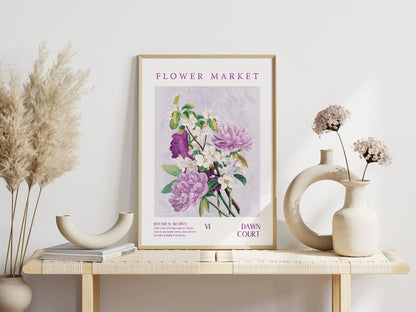 Dawn Court Flower Market Poster  inspired by ACOTAR featuring elegant floral designs.