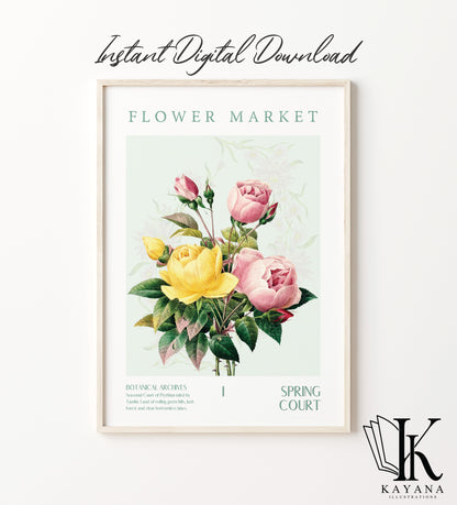 ACOTAR Courts Set of 8 Printable Flower Market Wall art