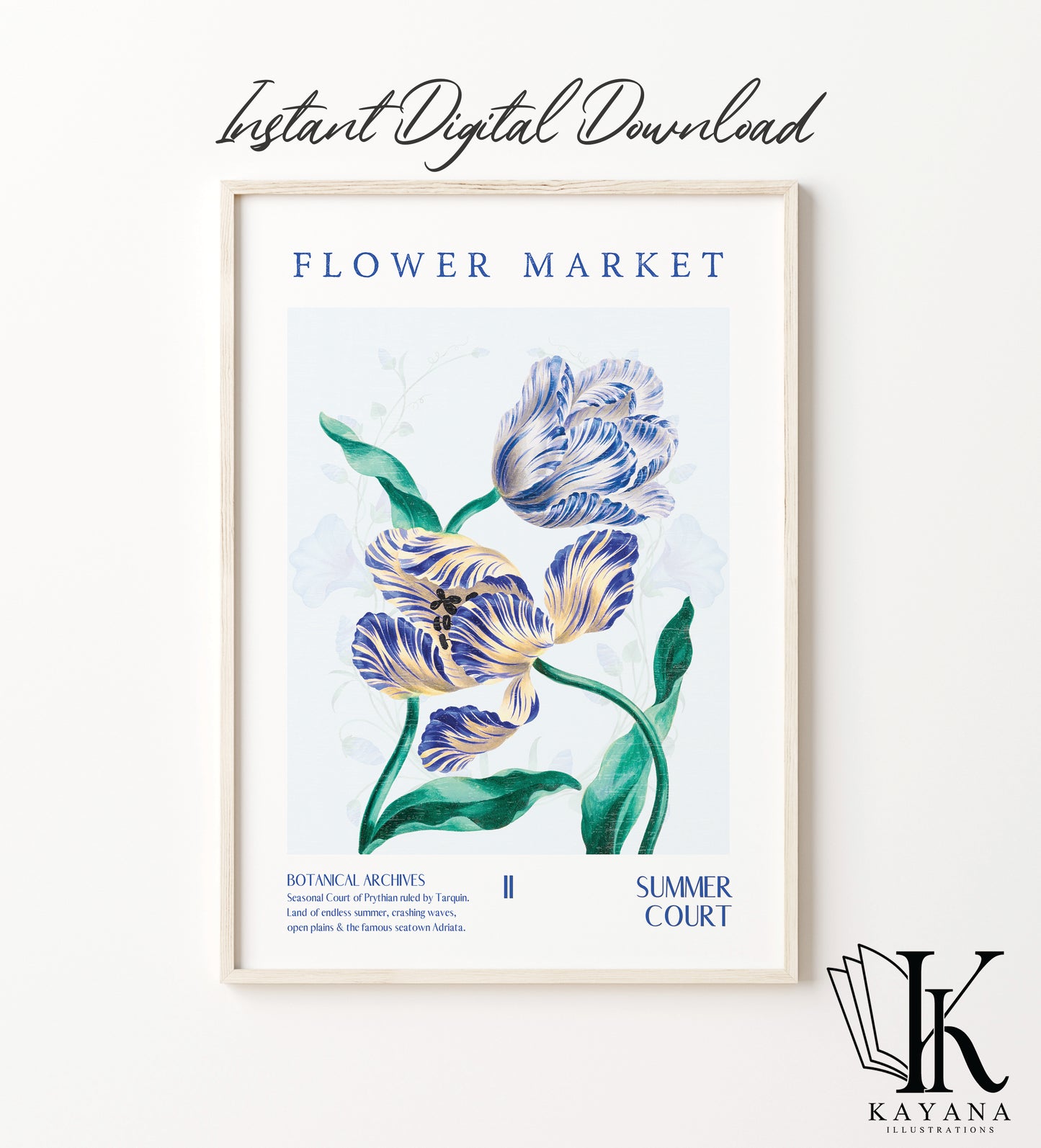 ACOTAR Courts Set of 8 Printable Flower Market Wall art