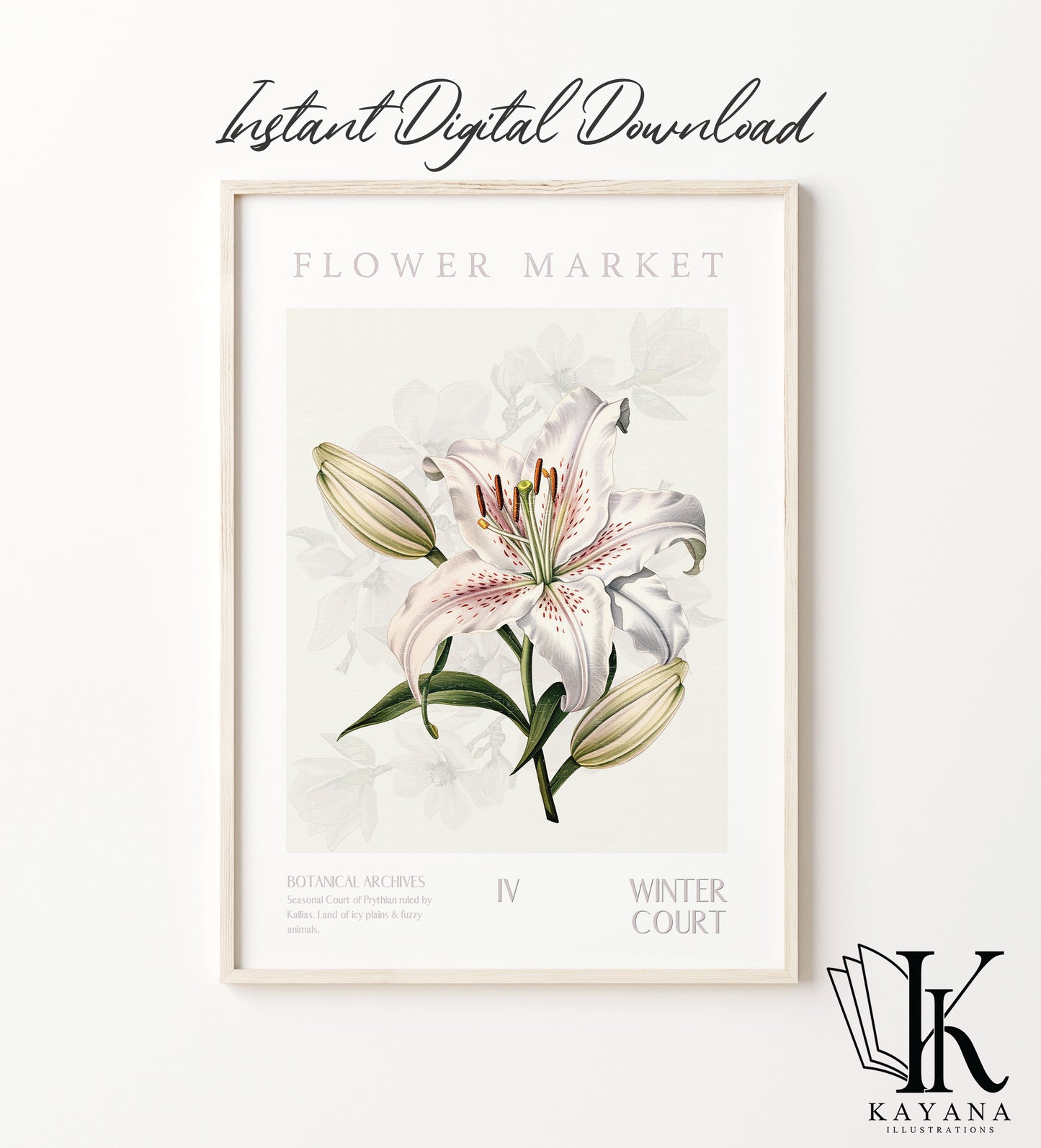 ACOTAR Courts Set of 8 Printable Flower Market Wall art