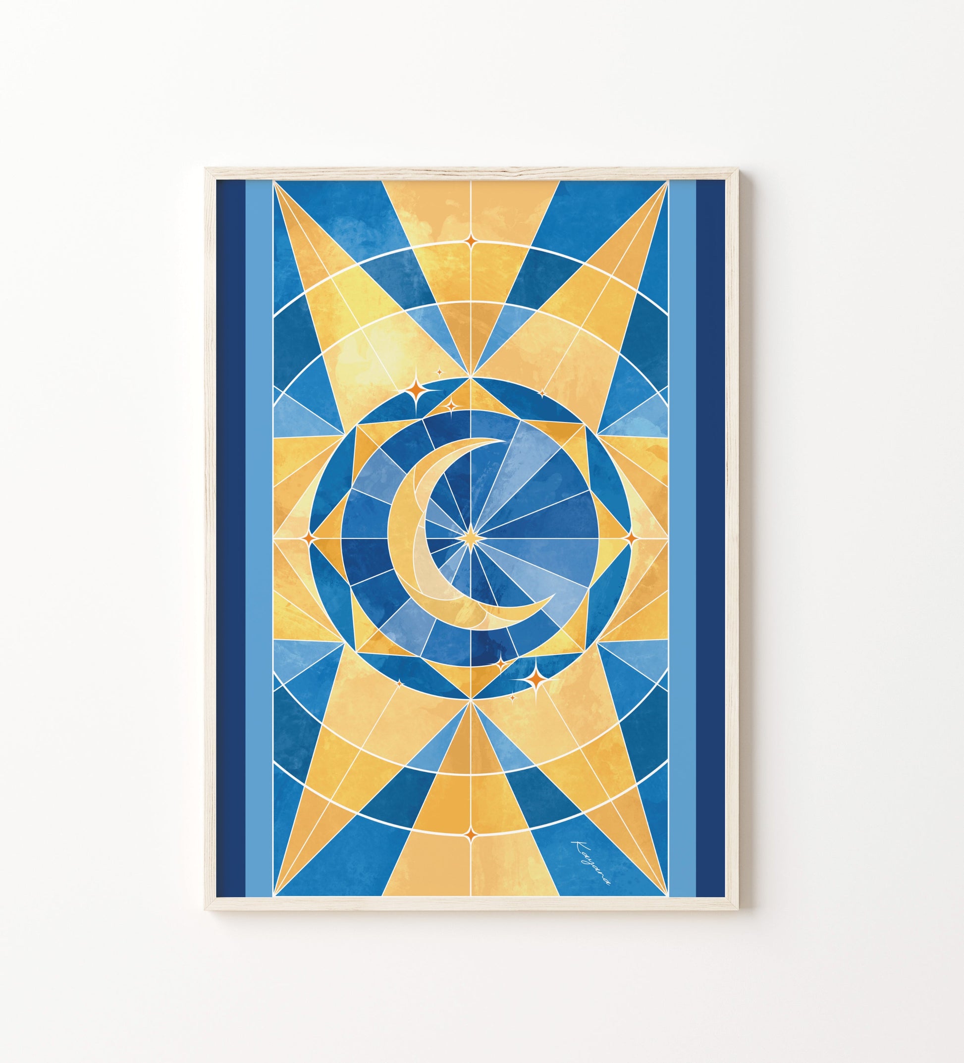 Stained Glass Blue moon poster Kayana Illustrations