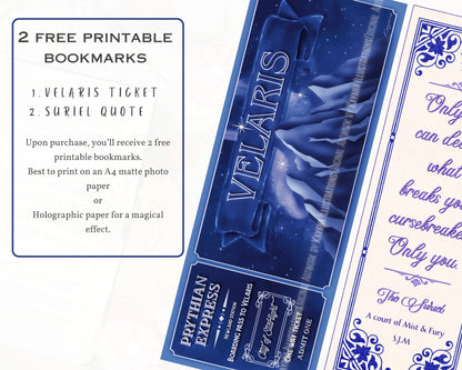 free bookmarks, Velaris train Tickets and Suriel Quote