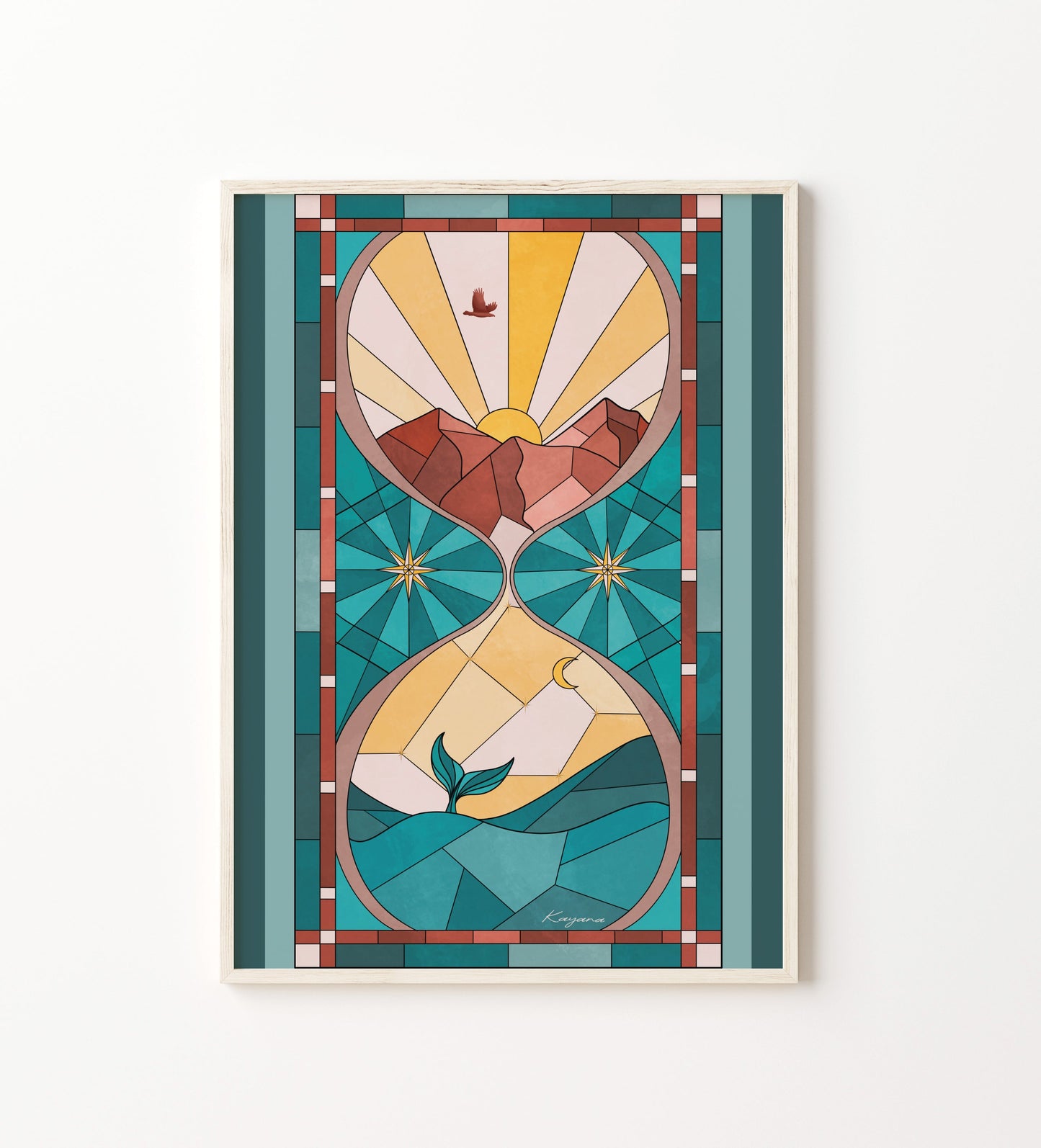 Stained Glass Hourglass poster Kayana Illustrations