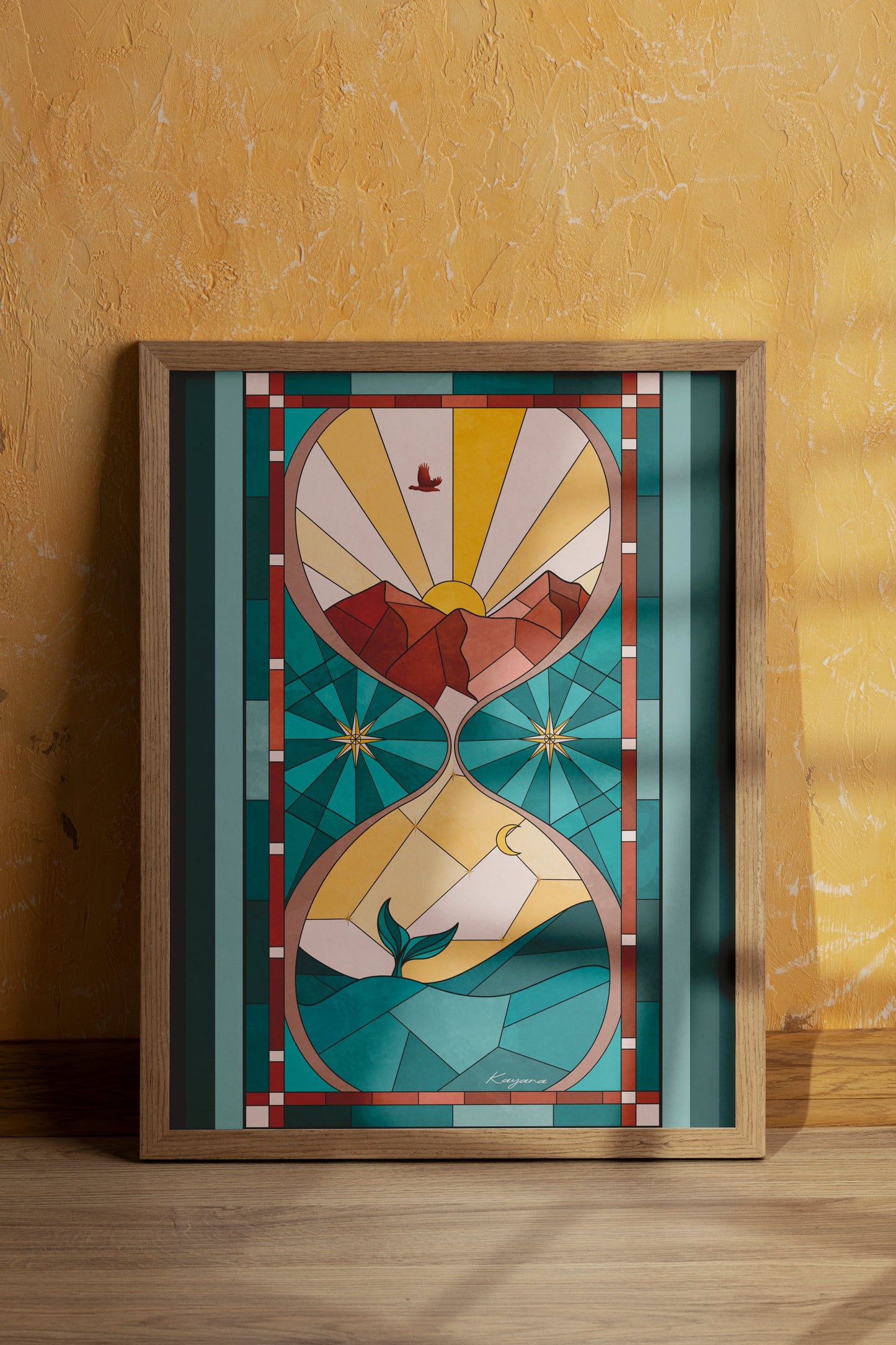 Stained Glass Hourglass poster Kayana Illustrations