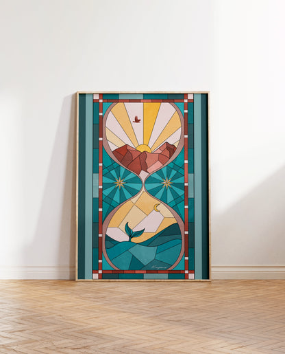 Stained Glass Hourglass poster Kayana Illustrations