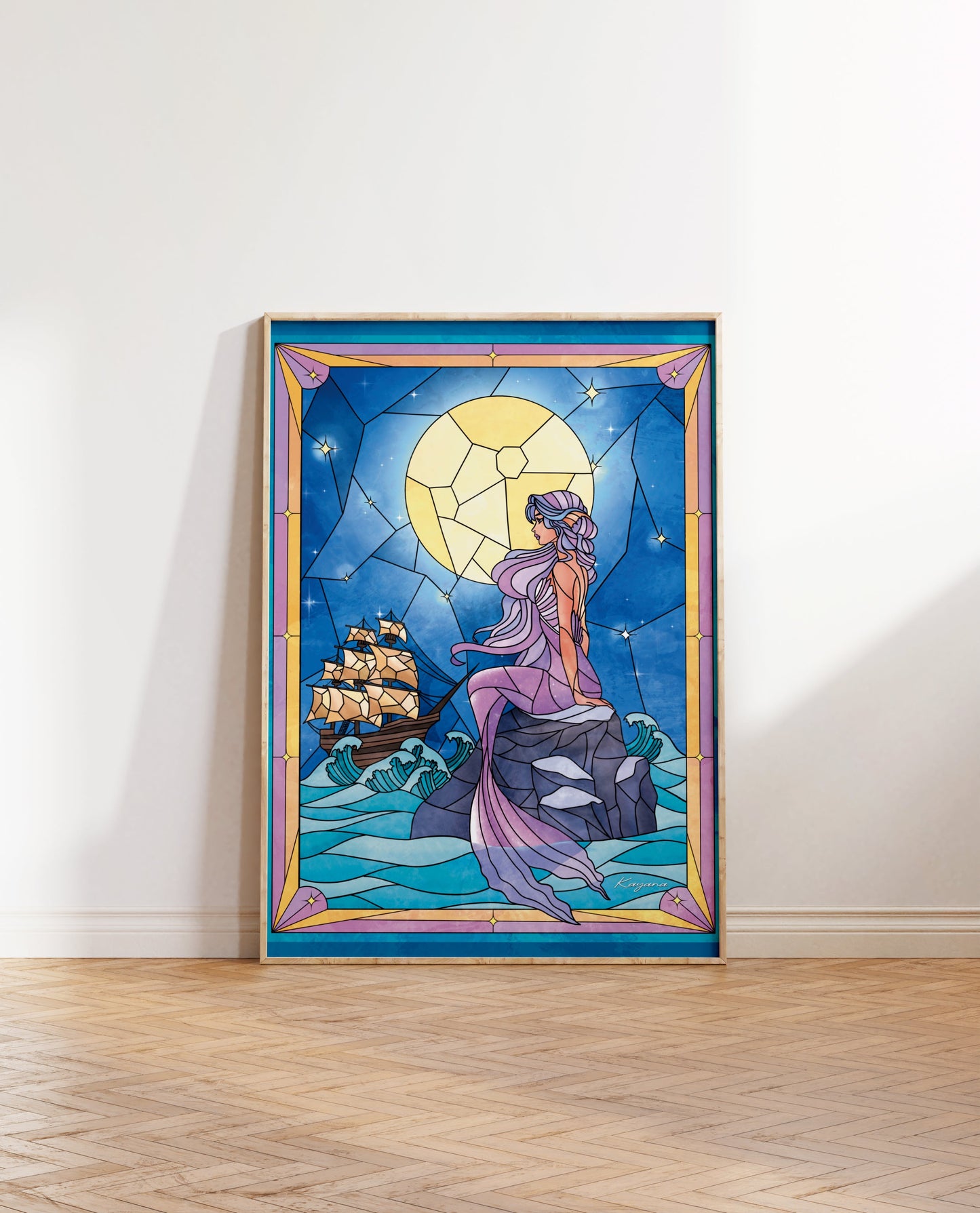 Stained Glass Mermaid poster Kayana Illustrations