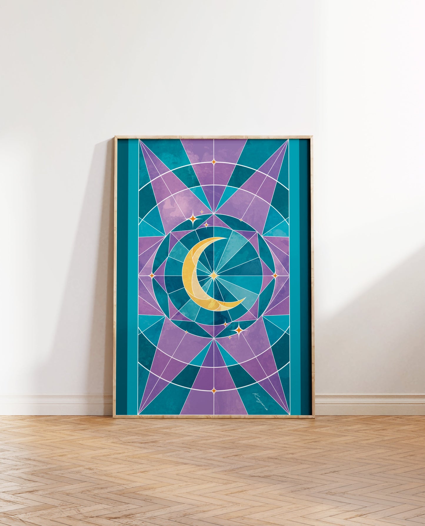 Stained Glass purple moon poster Kayana Illustrations