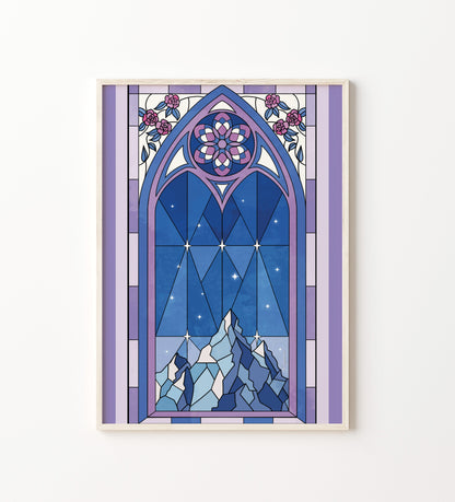 Stained Glass Mountain poster Kayana Illustrations