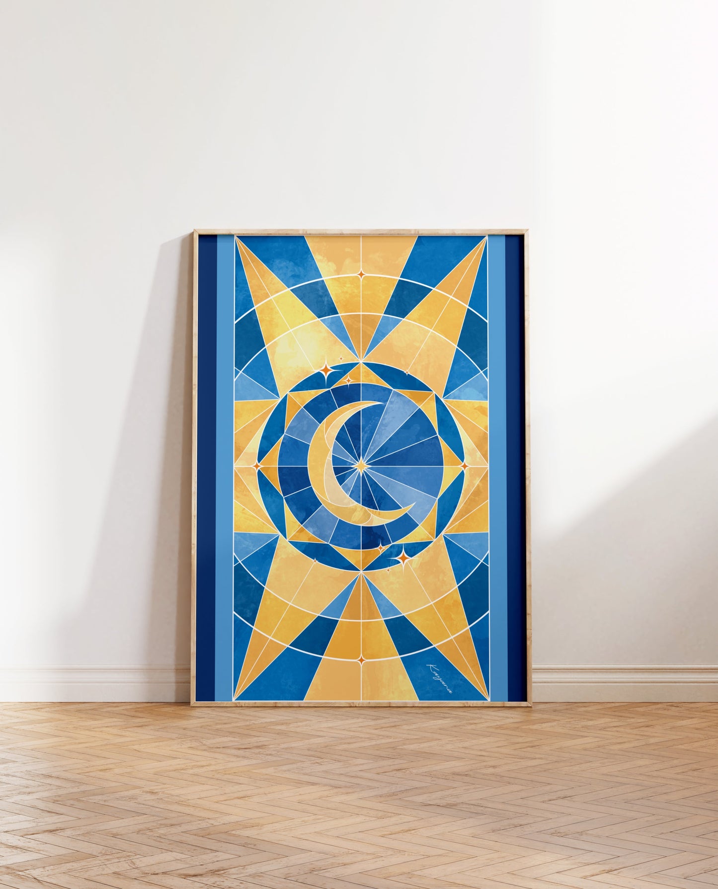 Stained Glass Blue moon poster Kayana Illustrations
