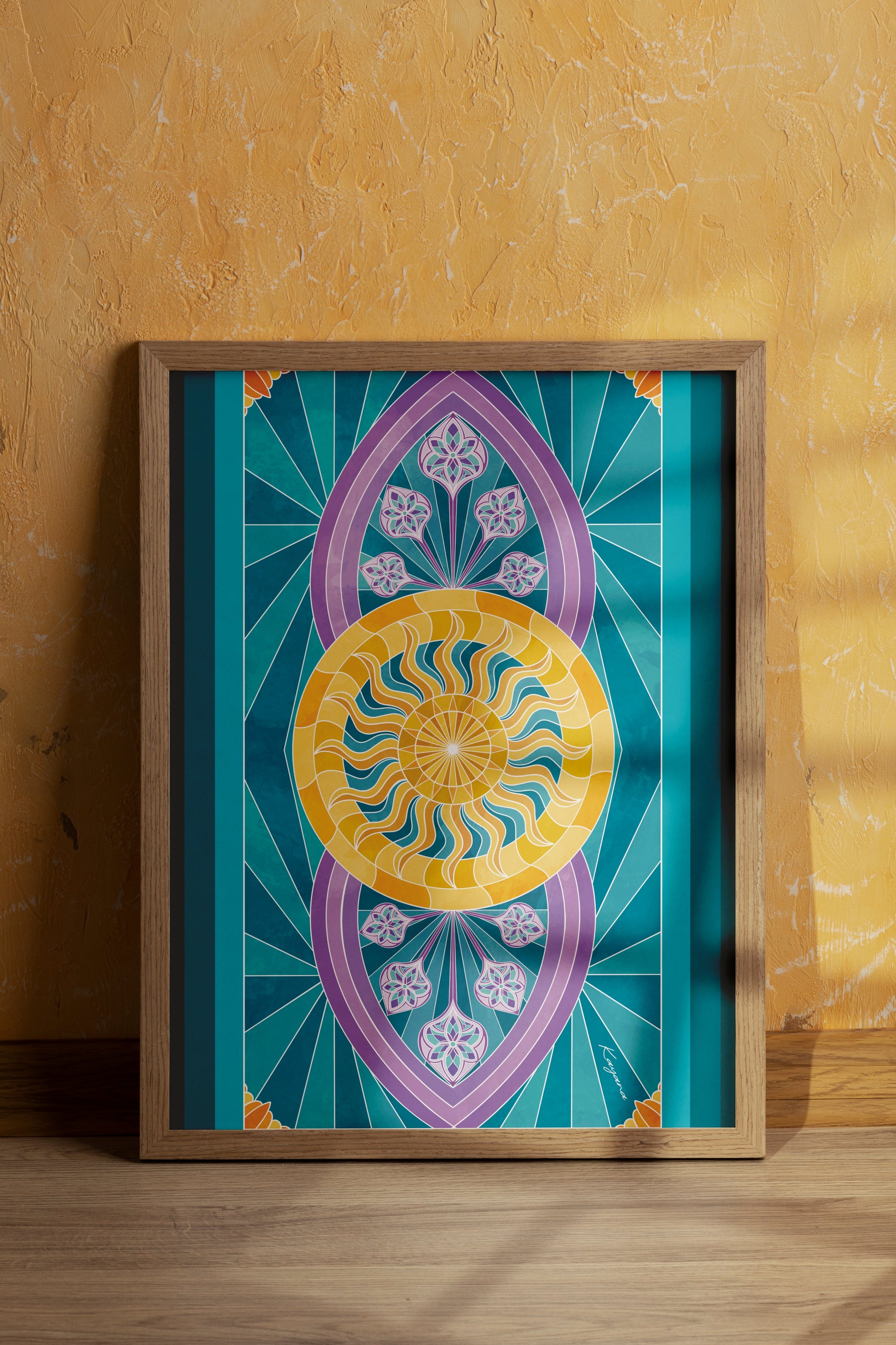 Stained Glass purple sun poster Kayana Illustrations