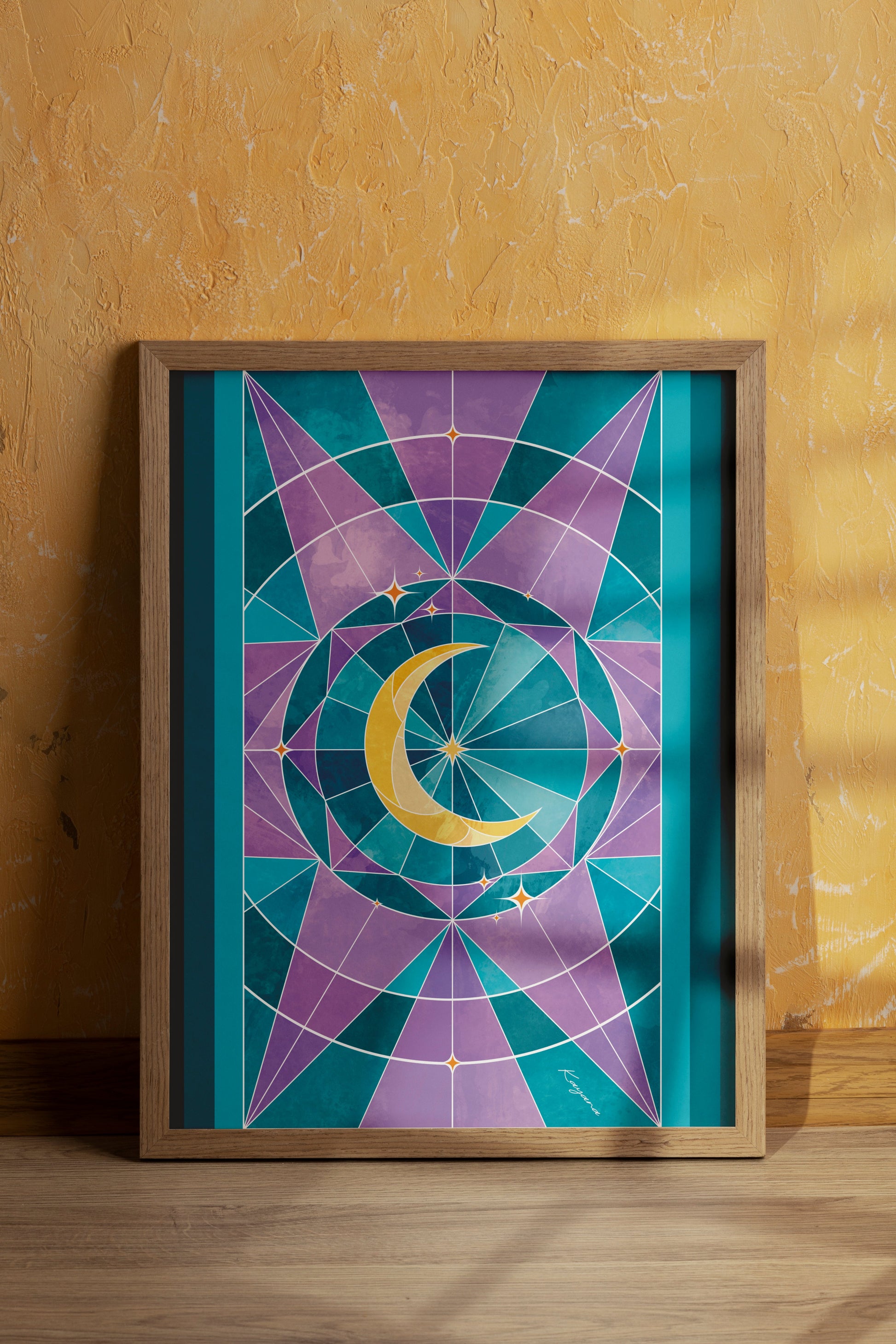 Stained Glass purple moon poster Kayana Illustrations
