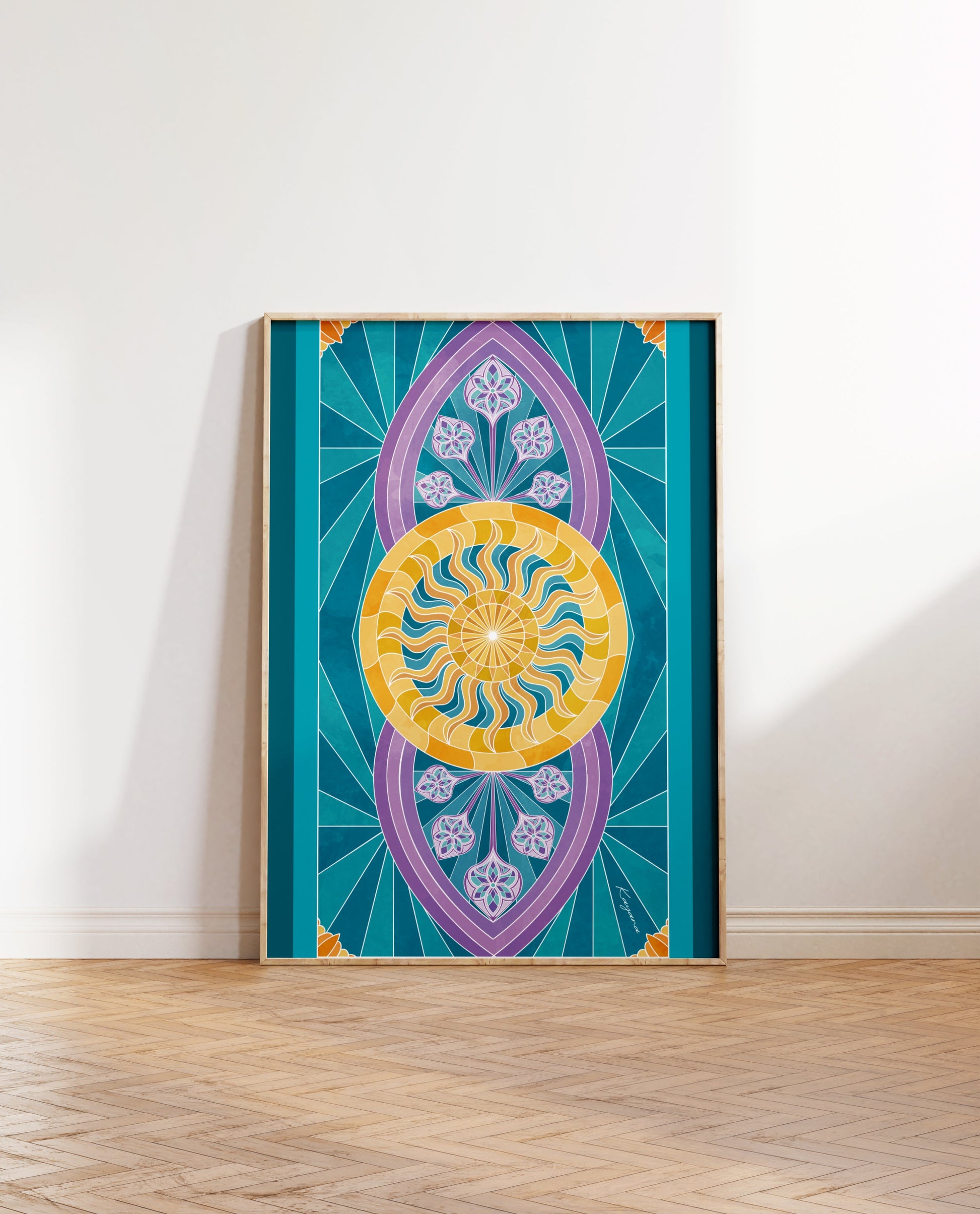 Stained Glass purple sun poster Kayana Illustrations