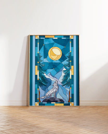 Stained Glass Wolf poster Kayana Illustrations