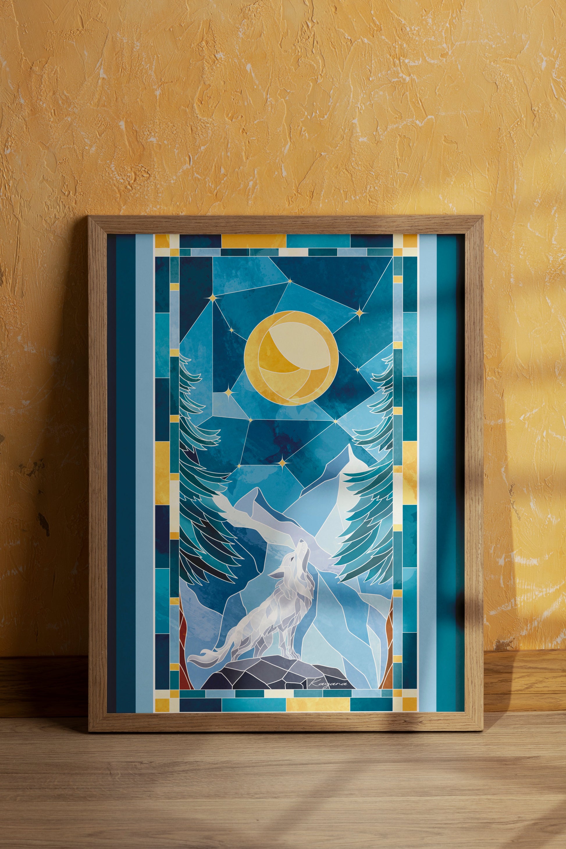 Stained Glass Wolf poster Kayana Illustrations