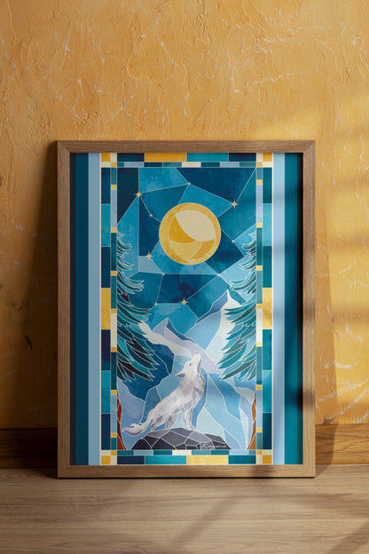 Stained Glass Wolf poster Kayana Illustrations